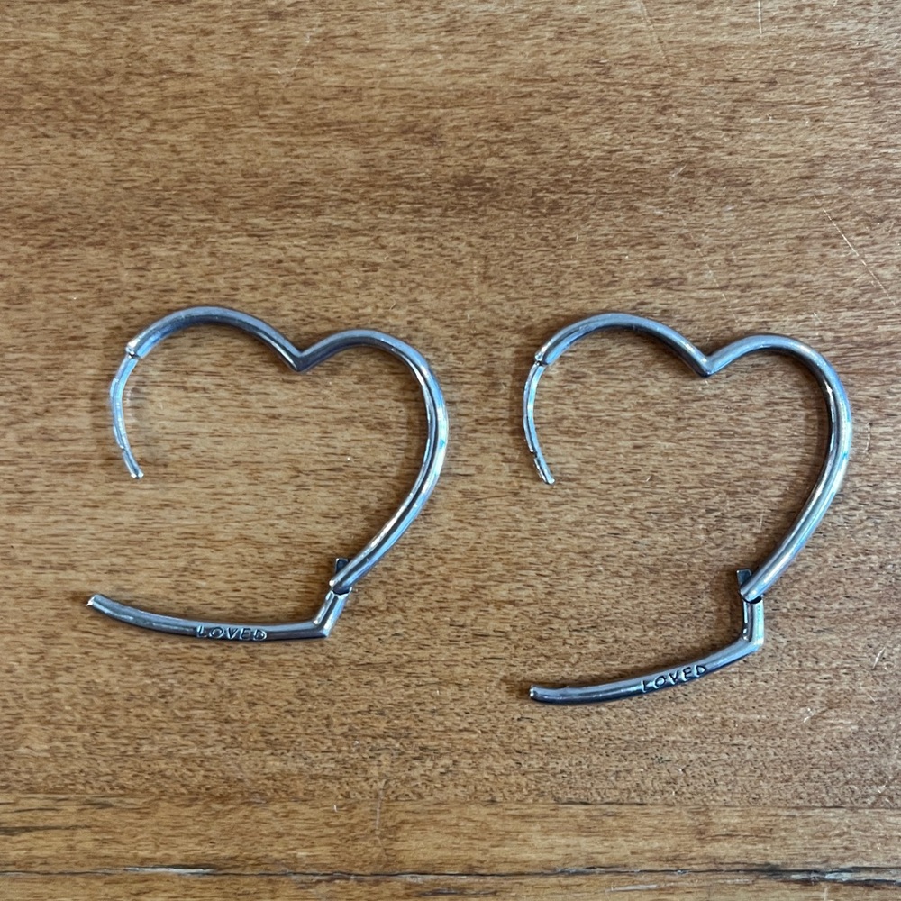 Pandora ALE Loved Sterling Silver 925 Open Heart Hoop Earrings - Picture 4 of 6